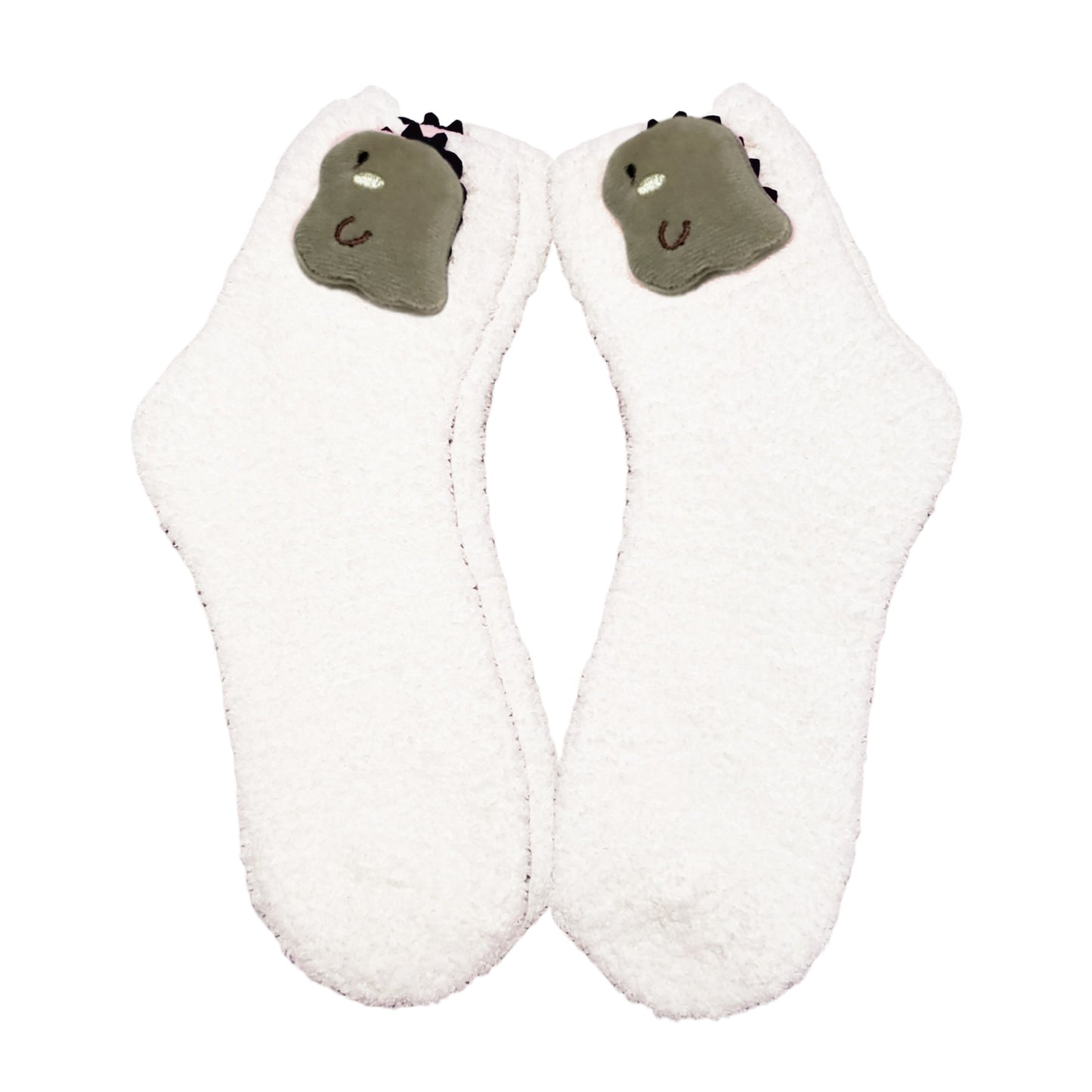 Green Dinosaur Cozy Socks for adults and teens