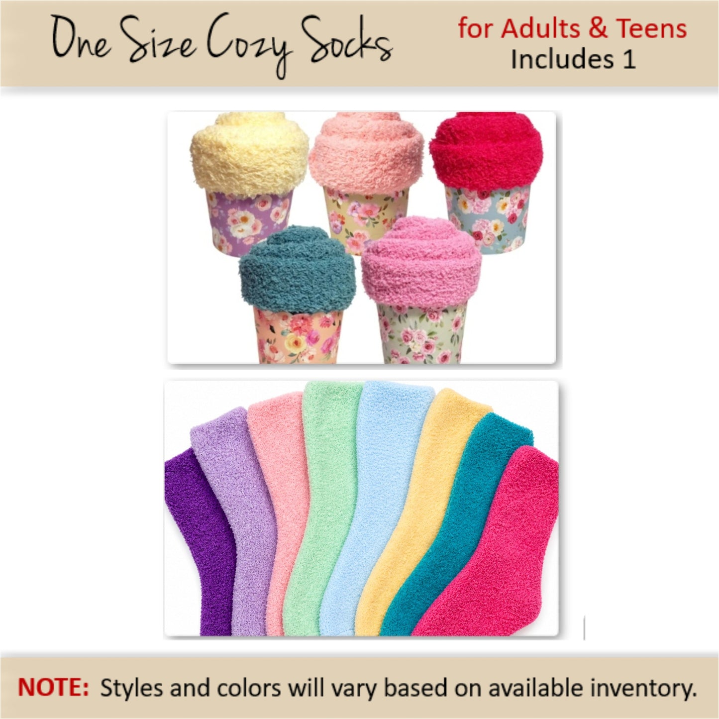 Garden Party Favor — Floral Cozy Socks Cupcake Gift