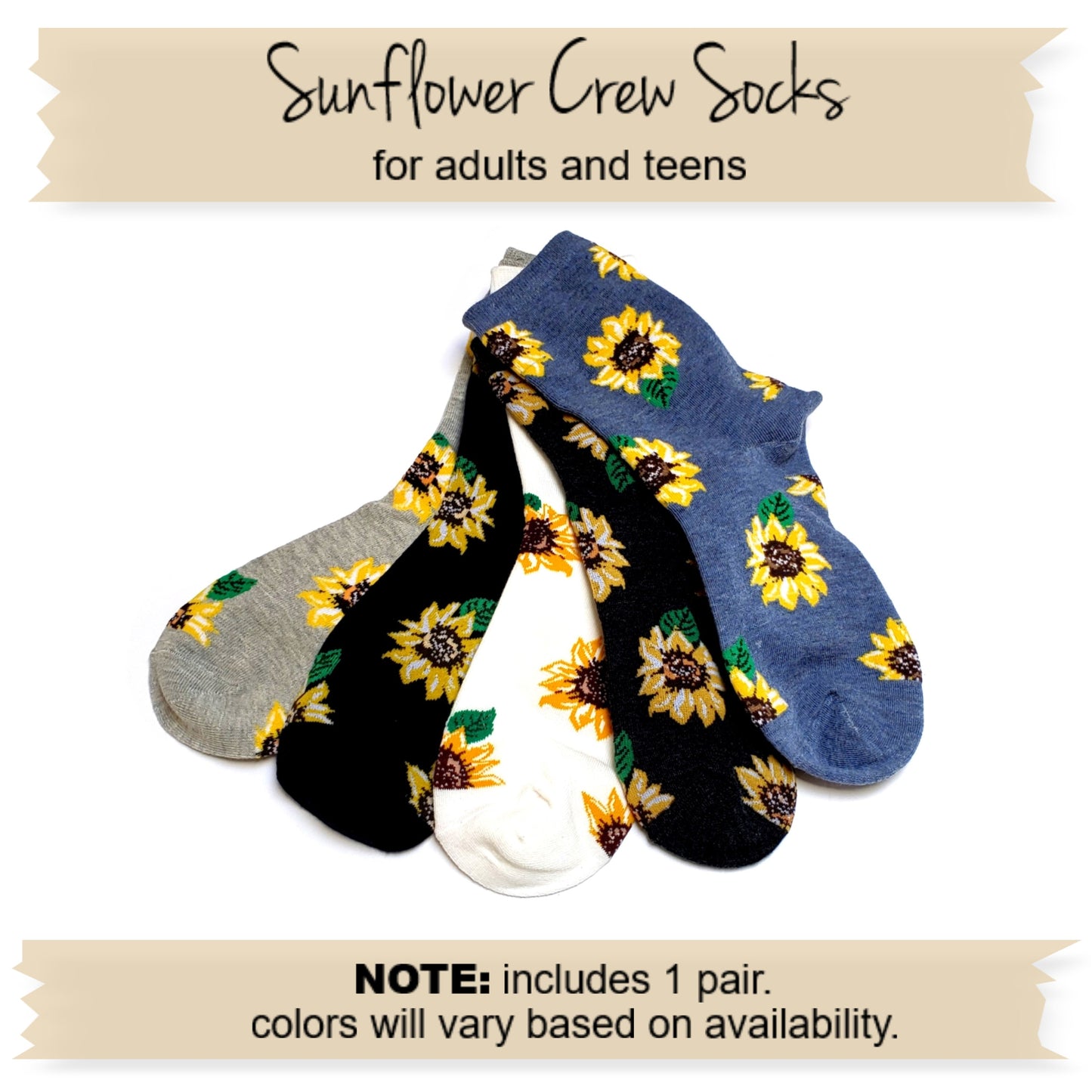Sunflower Cupcake Socks