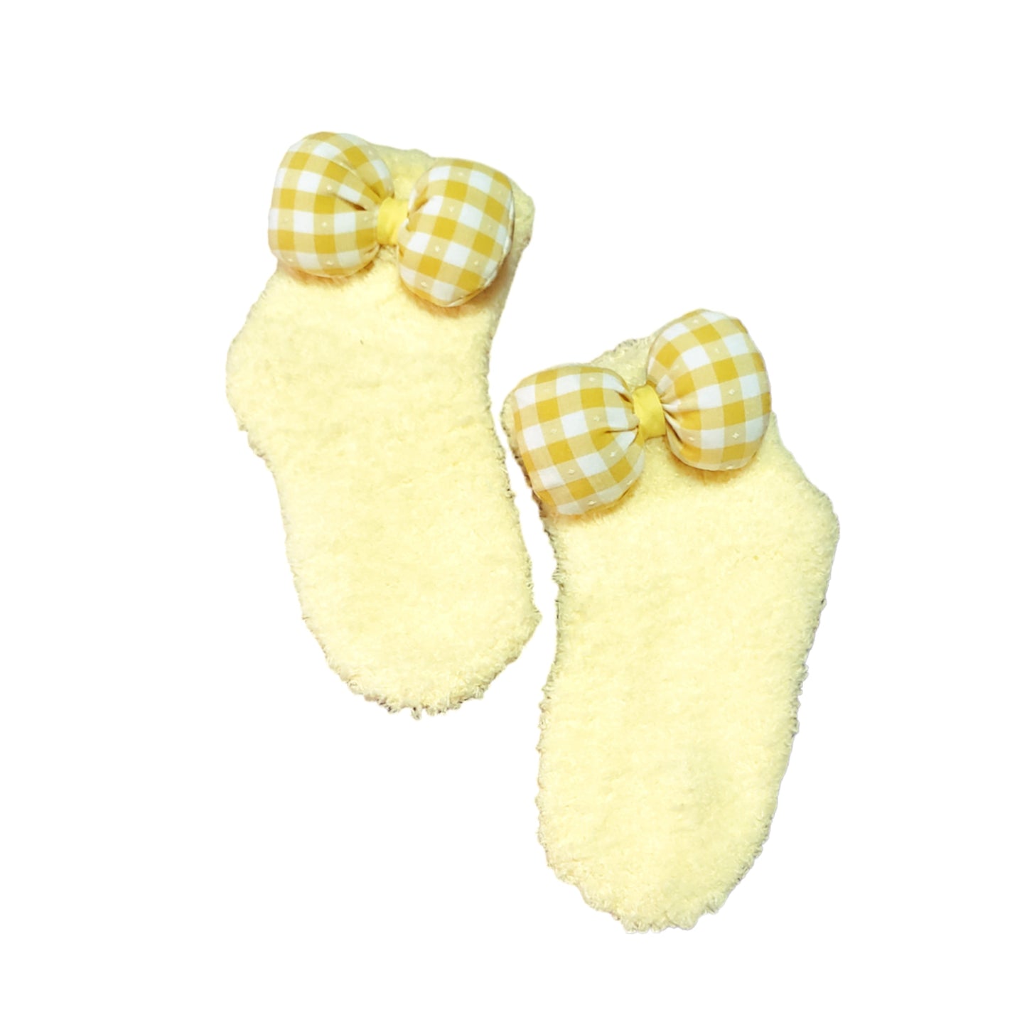 Yellow Bow fuzzy socks for baby and toddler