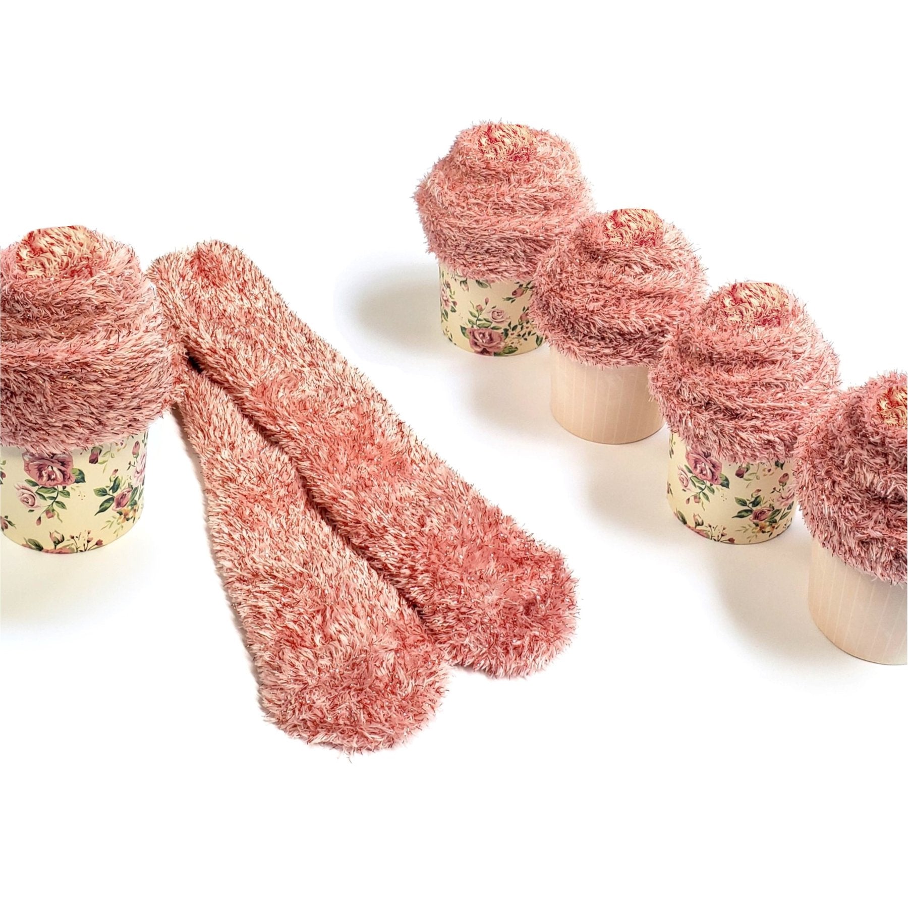 Pink Fuzzy Socks Cupcakes for Woman and teenager girls