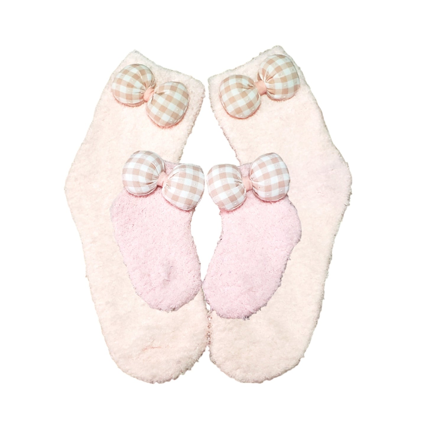 Peach Pink Bow Mommy and Me Matching Socks