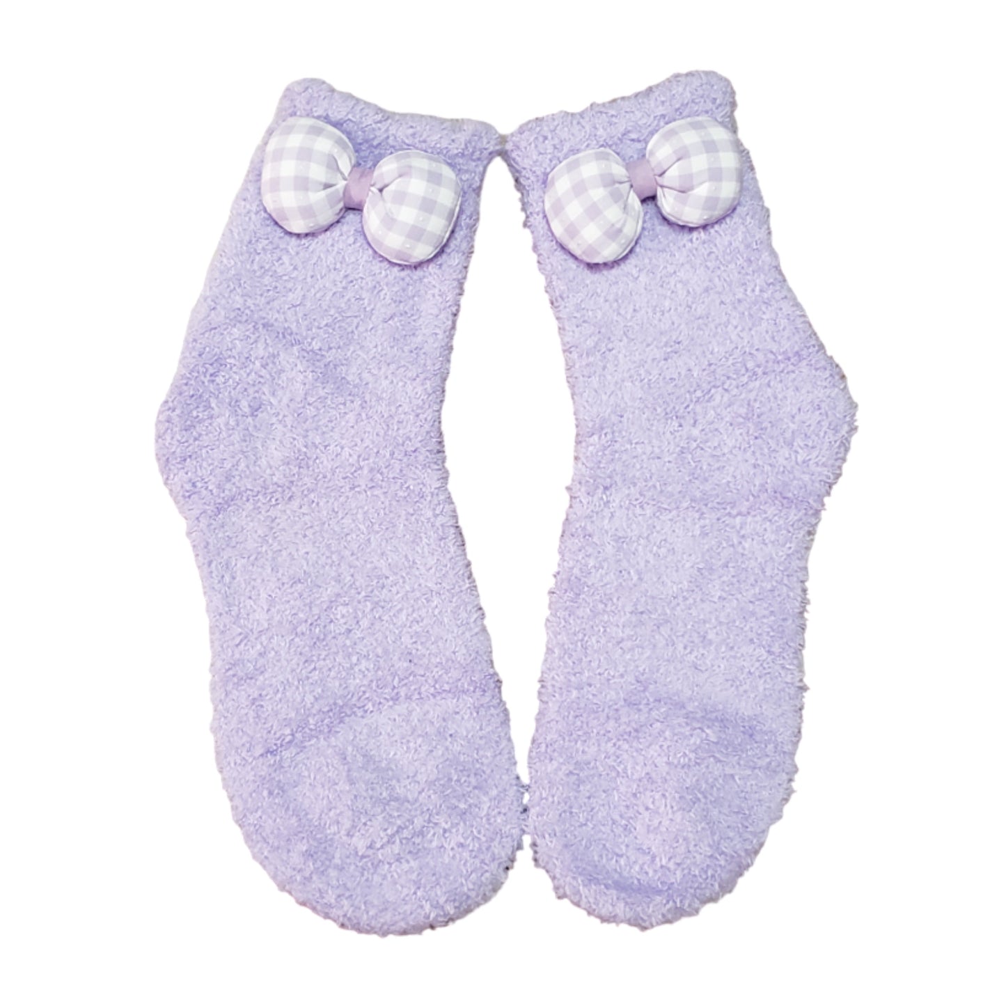 Purple Bow fuzzy socks for adults and teens