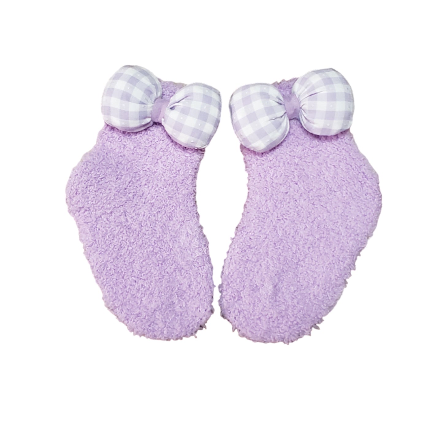 Purple Bow fuzzy socks for babies and toddlers