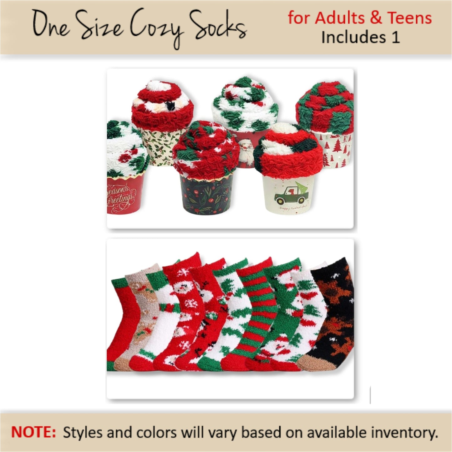 Christmas Party Favors — Cozy Socks Cupcake