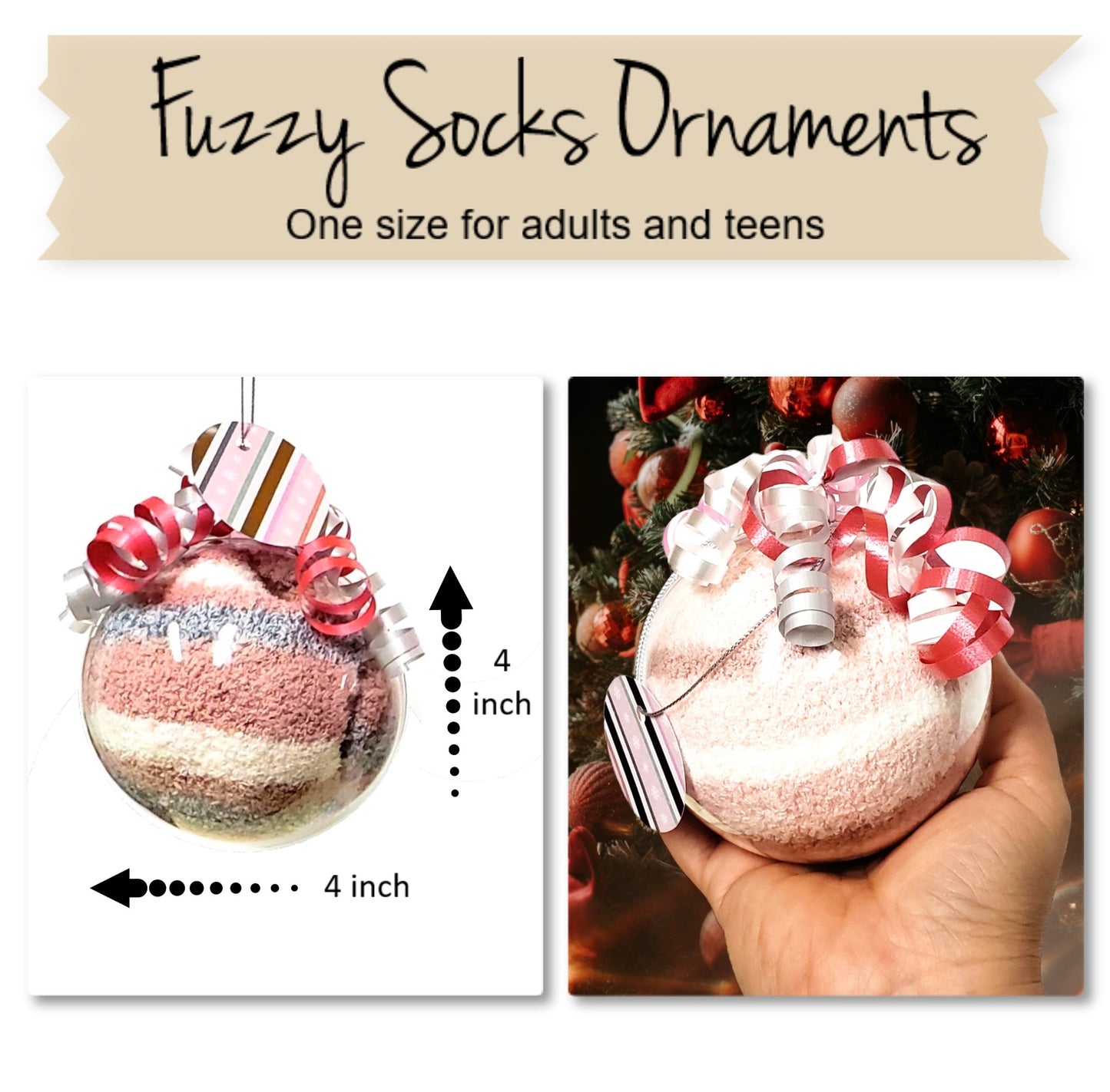 Pink Christmas Socks Ornament