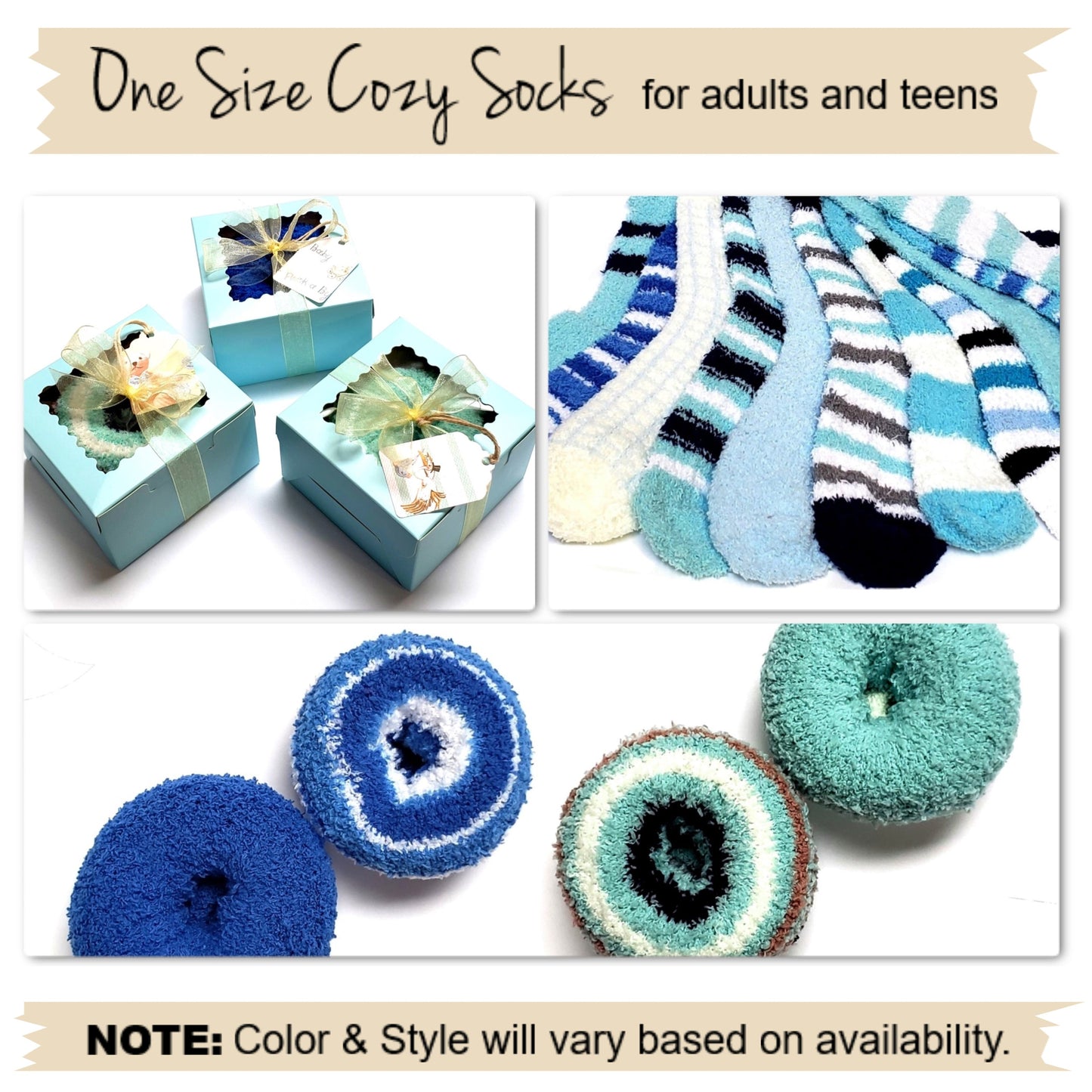 Blue Donut Fuzzy Socks Party Gift Favors