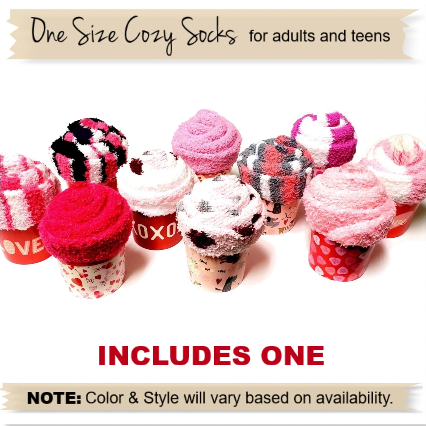 Valentine's Gift Favors - Cupcake Socks for Adults & Teens