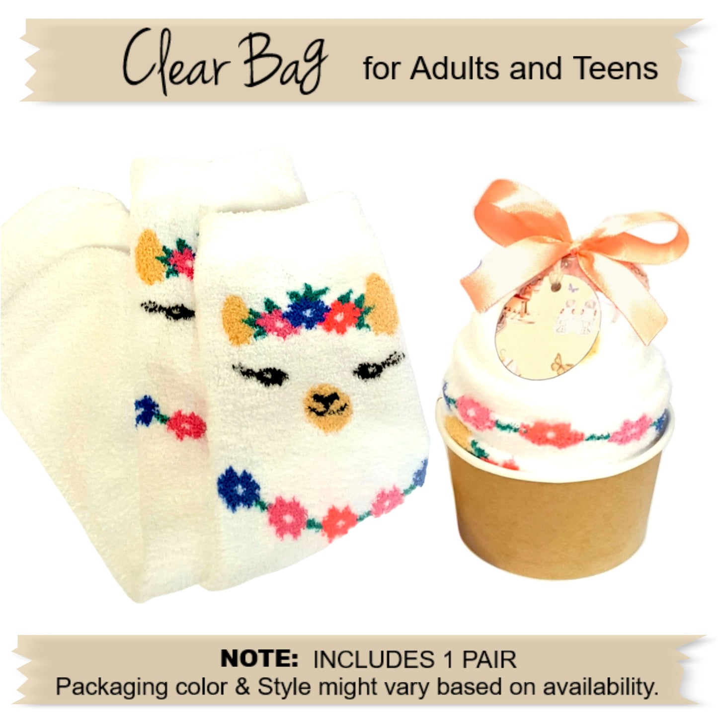 Llama Cozy Cupcake Socks Gift Favors for Women and Teens