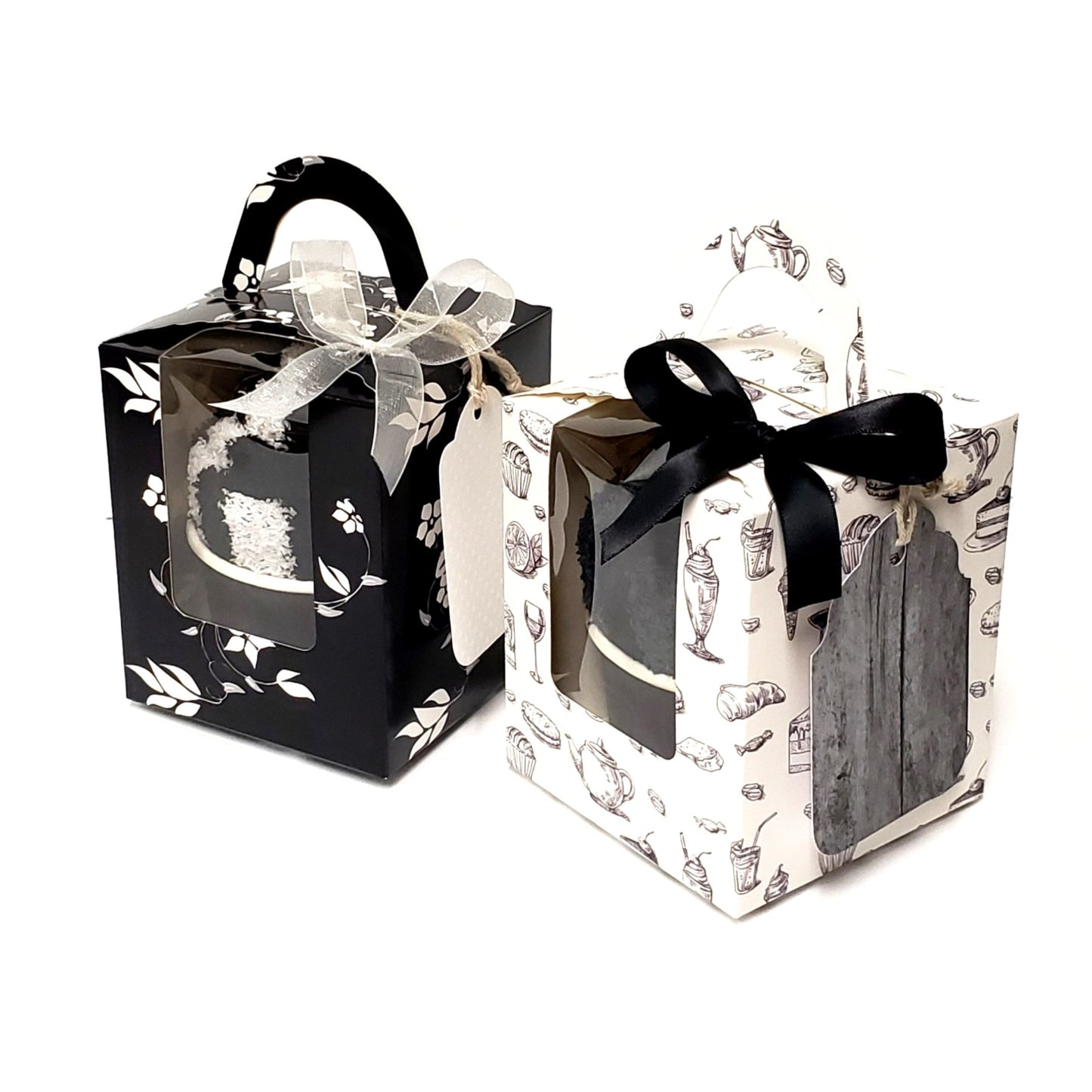 Black and White Cozy Socks Cupcake Gift Box for Men