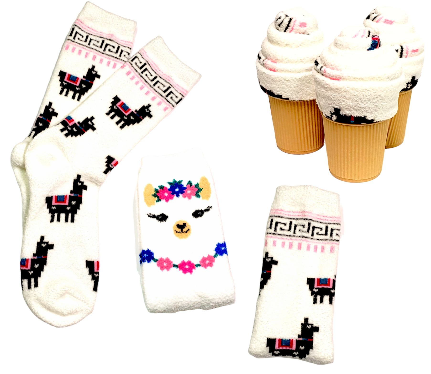 llama theme Ice Cream Cone socks for women and teen girls