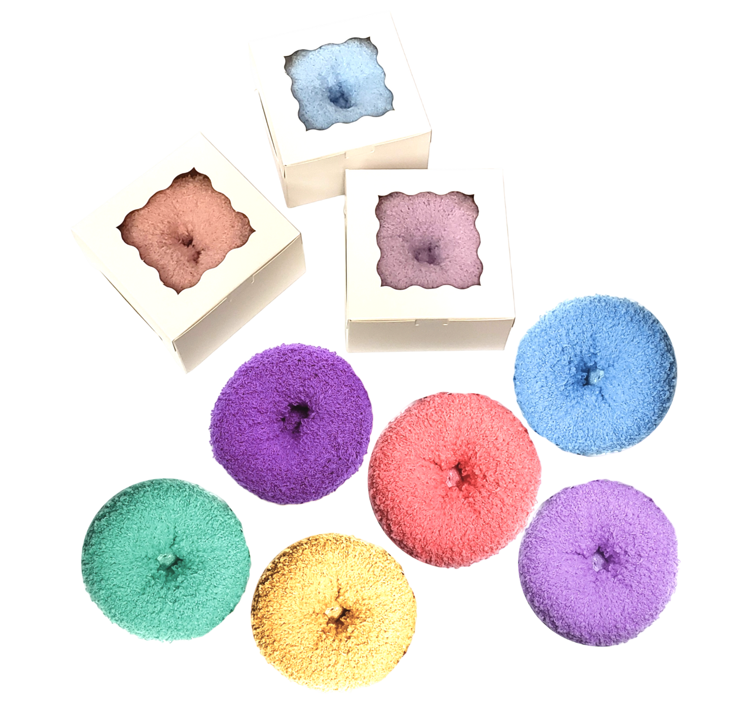 Pastel Fuzzy Socks Donuts mini boxes