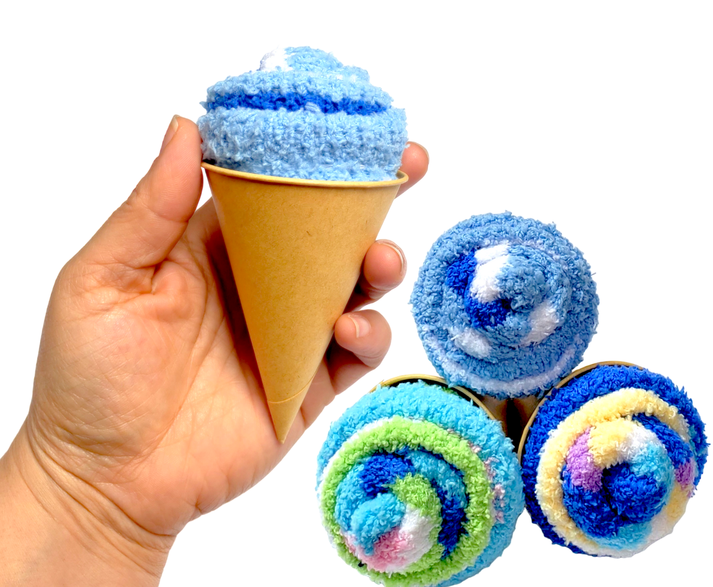 blue baby fuzzy socks ice cream cones