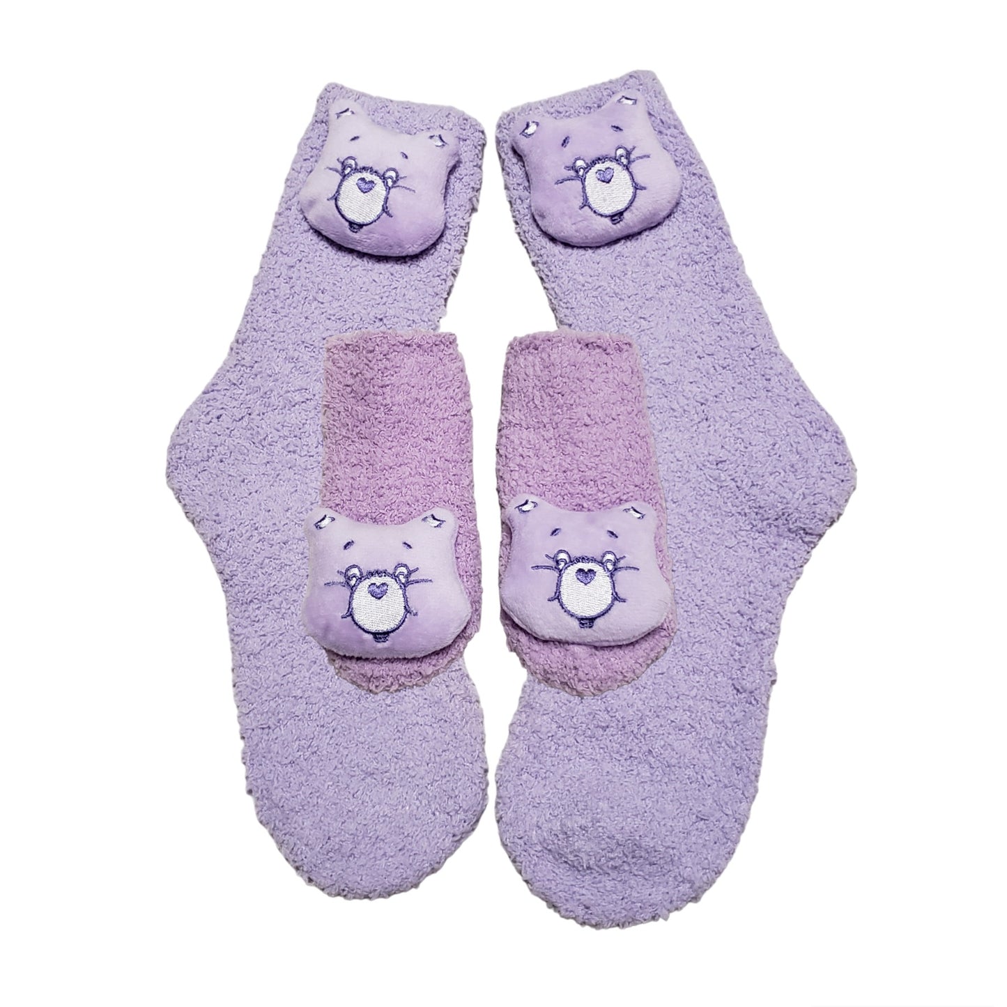 Mommy and Me Purple Bear Cozy Socks