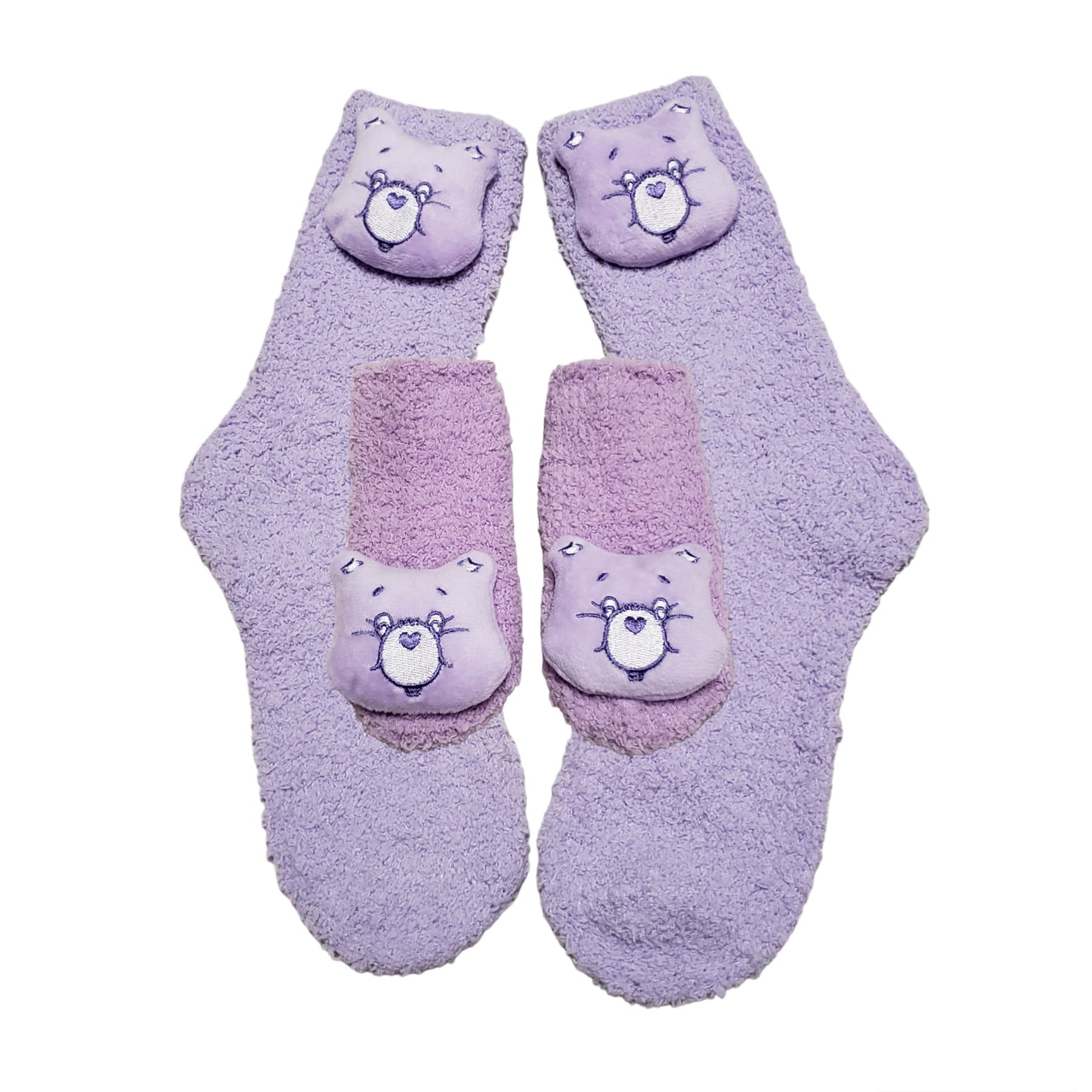 Mommy and Me Purple Bear Cozy Socks