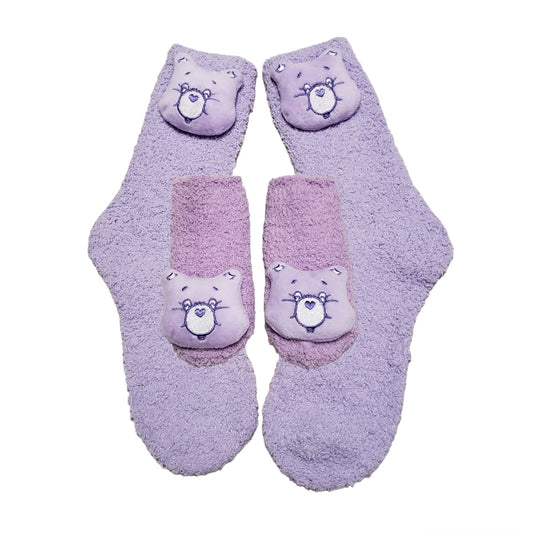 Mommy and Me Purple Bear Cozy Socks