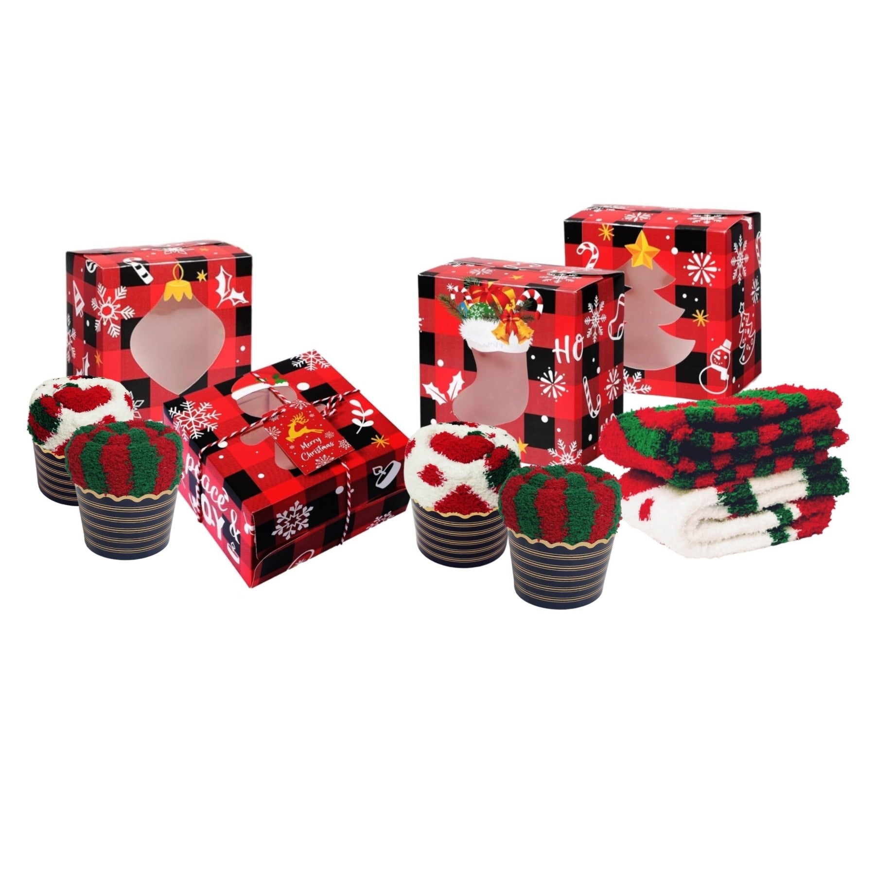 Christmas Cozy Socks Gift Box, 2 Pairs for Adult Men & Women