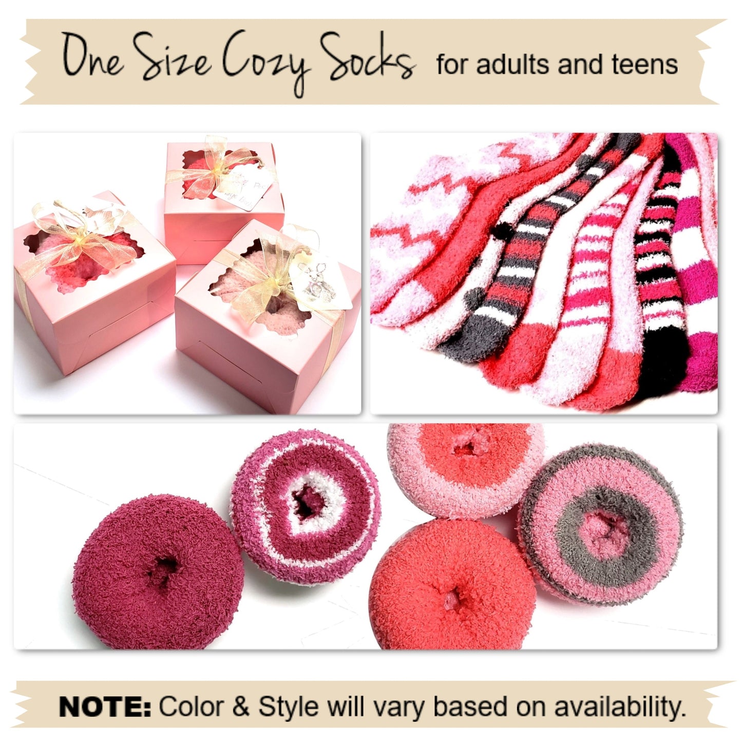 Pink Donut Fuzzy Socks