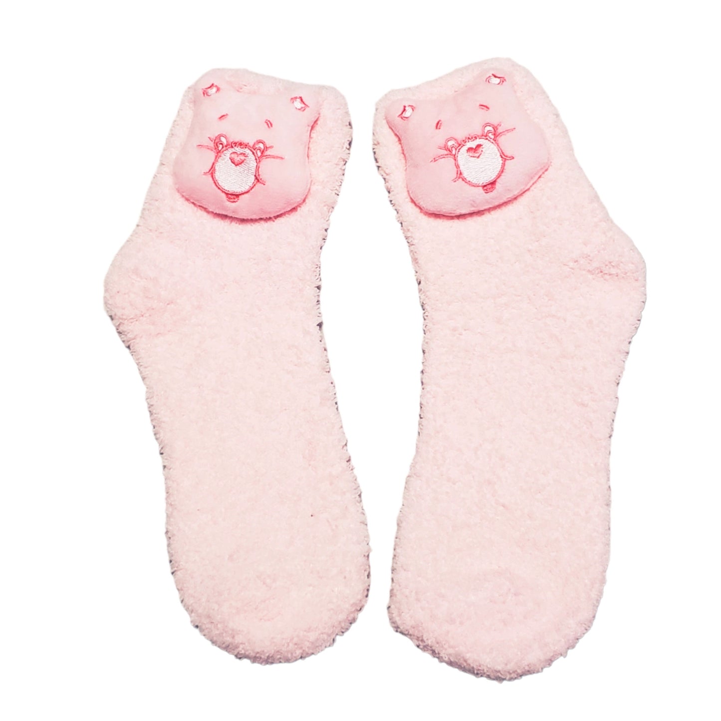 Pink Care Bear cozy fuzzy socks for adults and teens