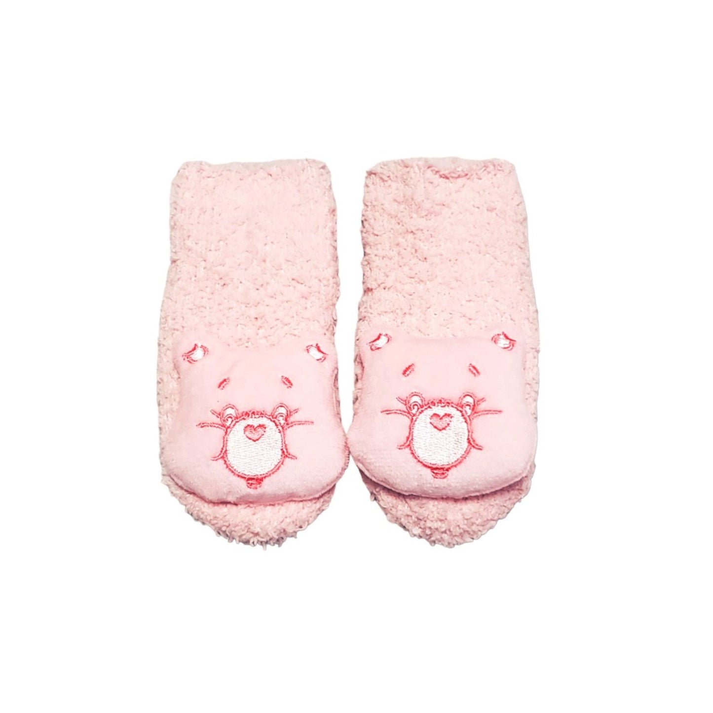 Pink Care Bear cozy fuzzy socks for toddlers and babies