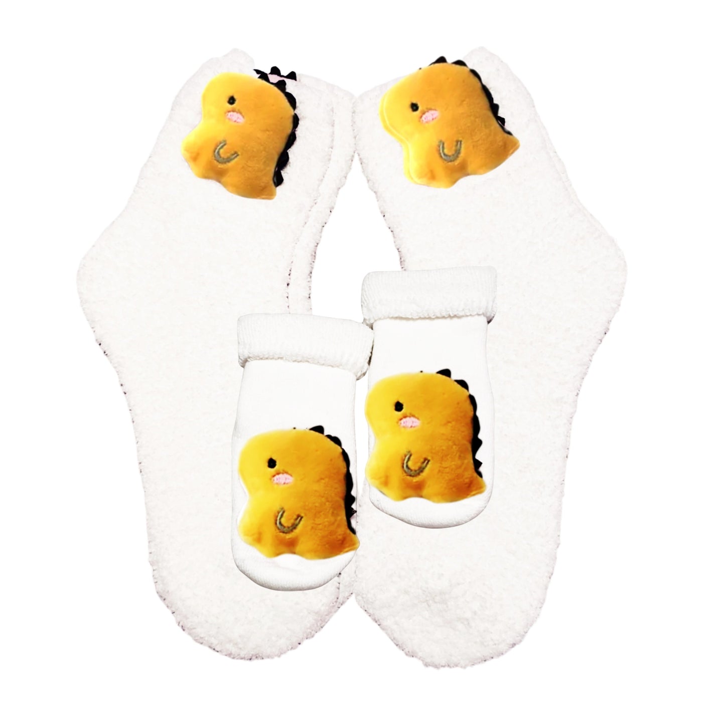 Yellow Dinosaur Matching Socks for adults and children