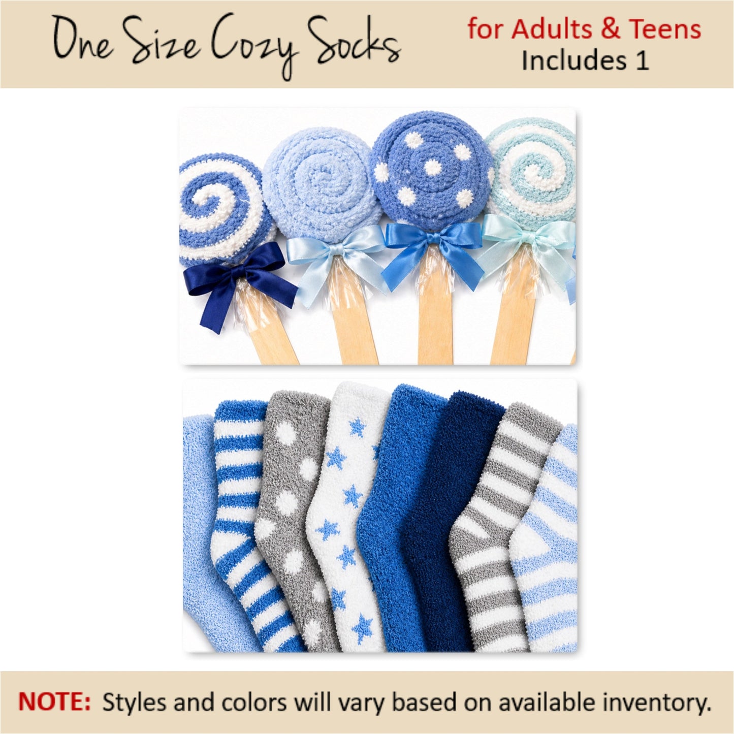 Blue Lollipop Party Favor — Cozy Socks Gift