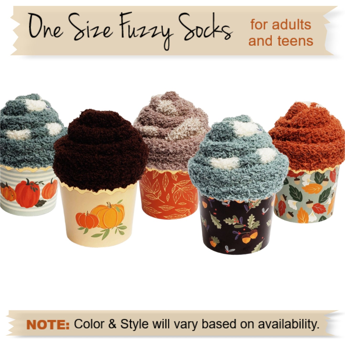 Thanksgiving Cupcake Socks gift box for adults and teens.