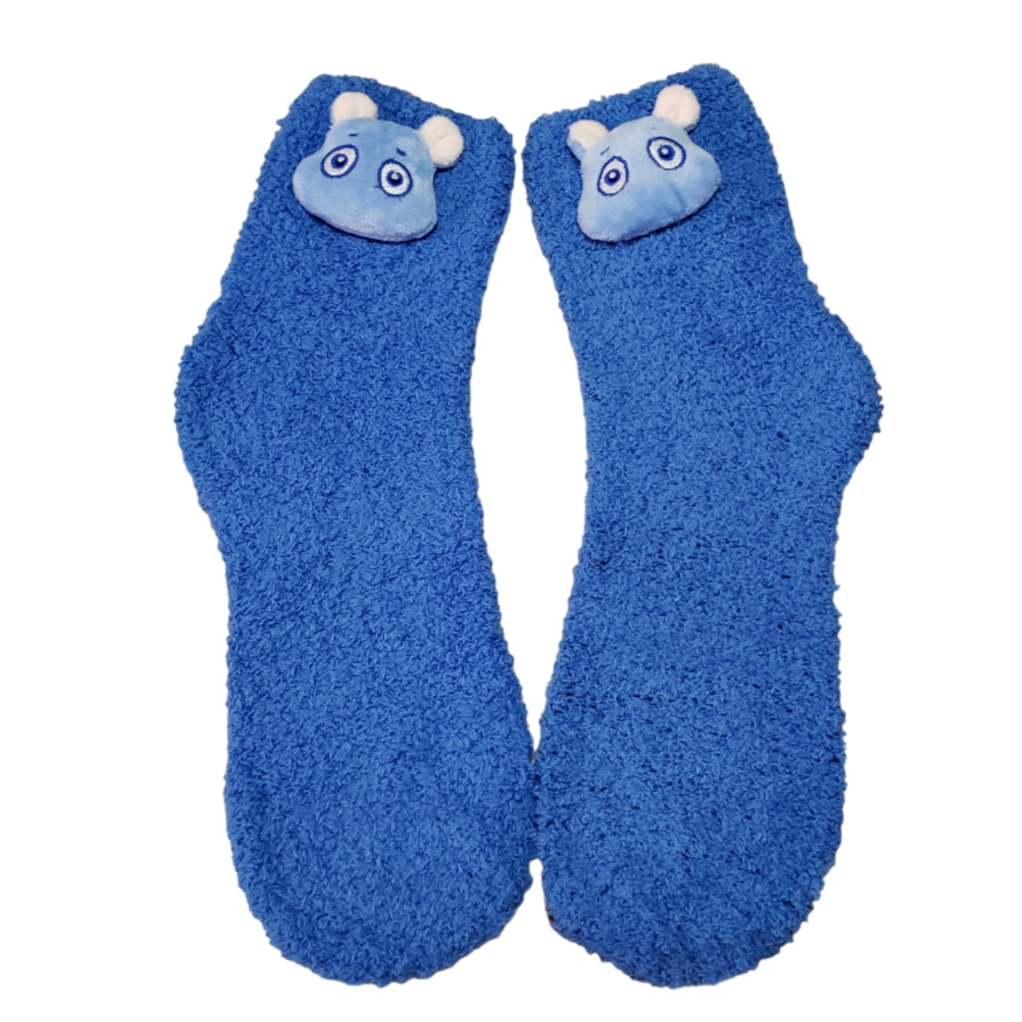 Blue fuzzy socks for adults and teens