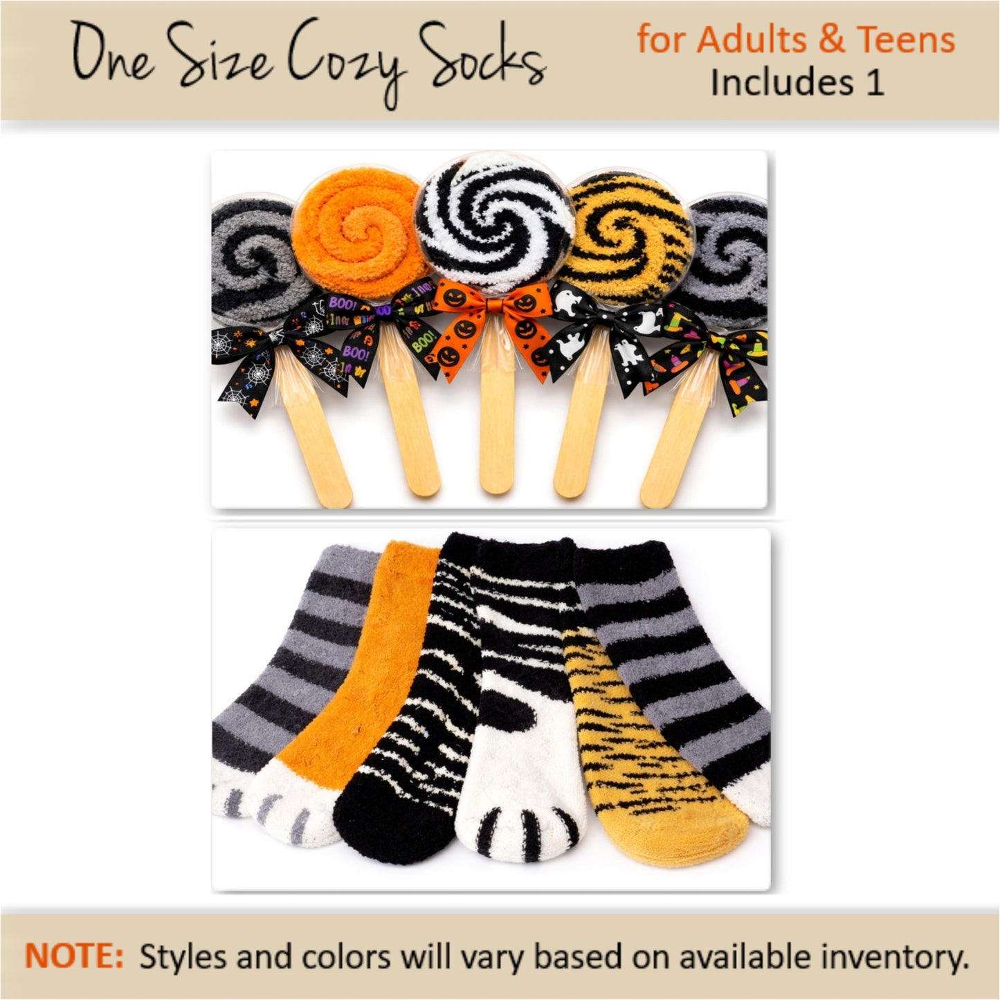 Halloween Cozy Socks Lollipops