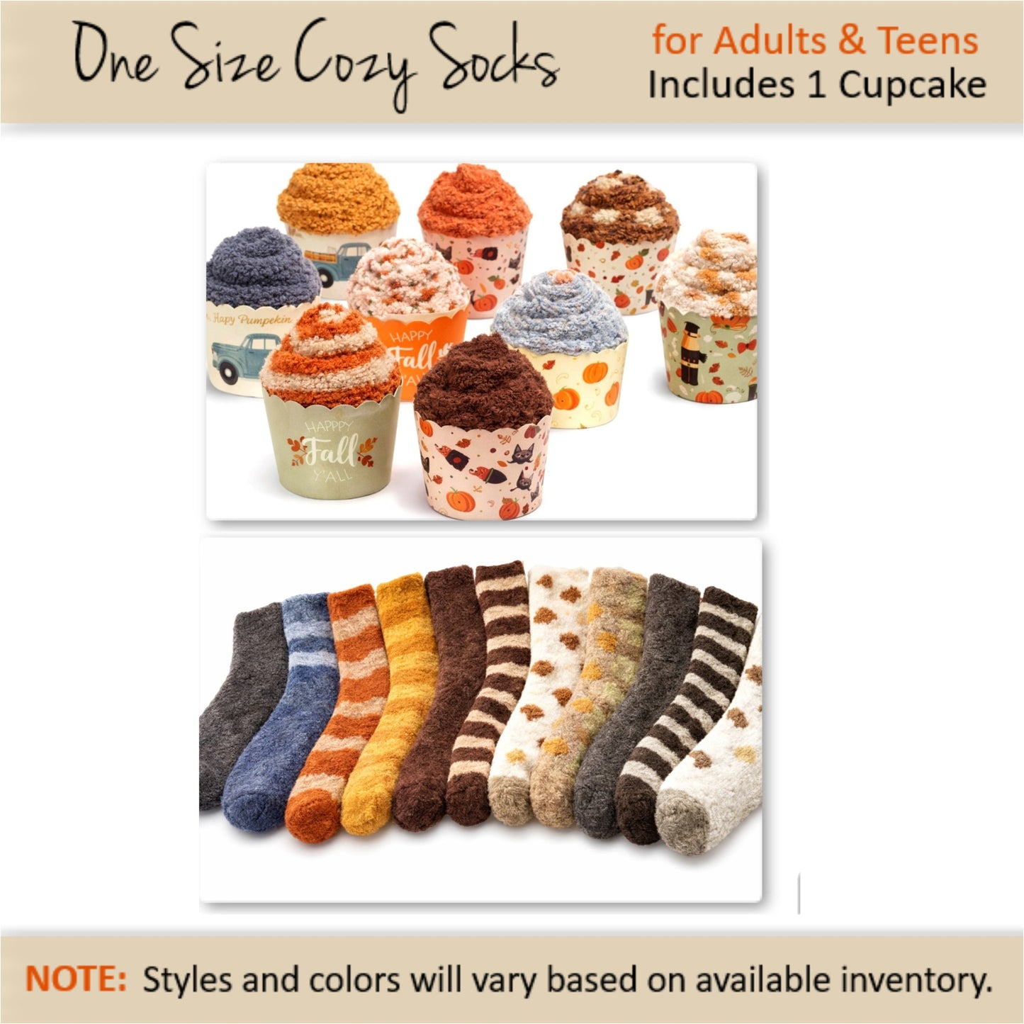 Friendsgiving Cozy Socks Cupcake - Fall Gift