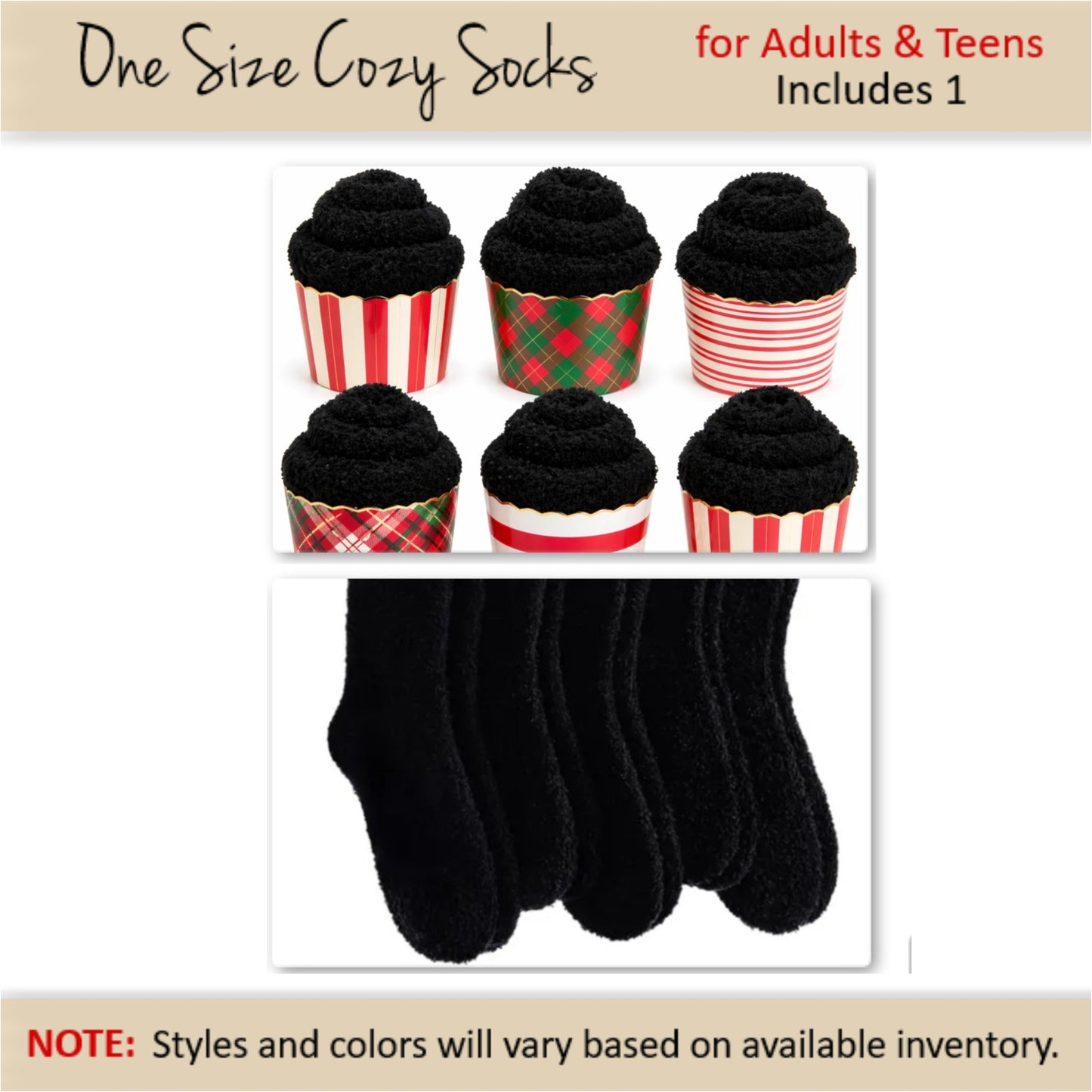 Lump of Coal Cozy Socks Cupcake — Gift Ready