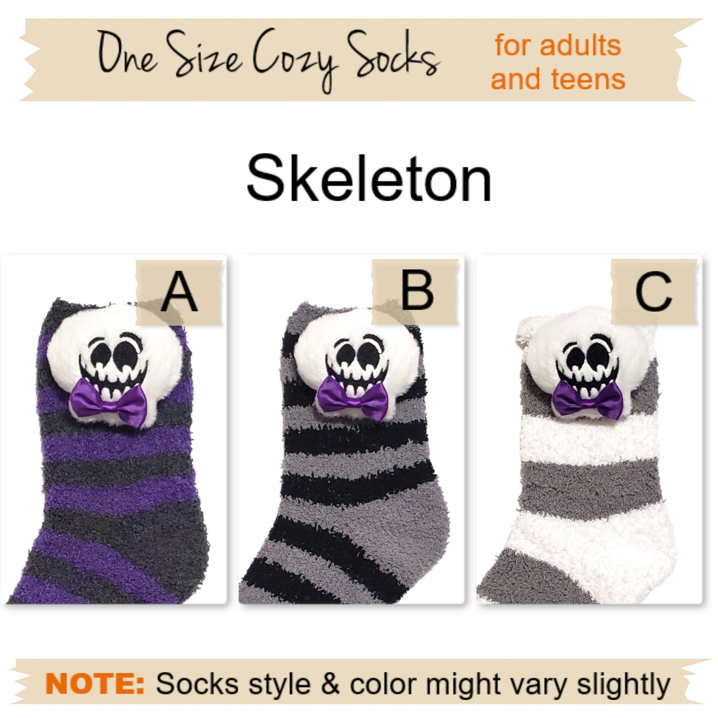 Halloween Skeleton Fuzzy socks