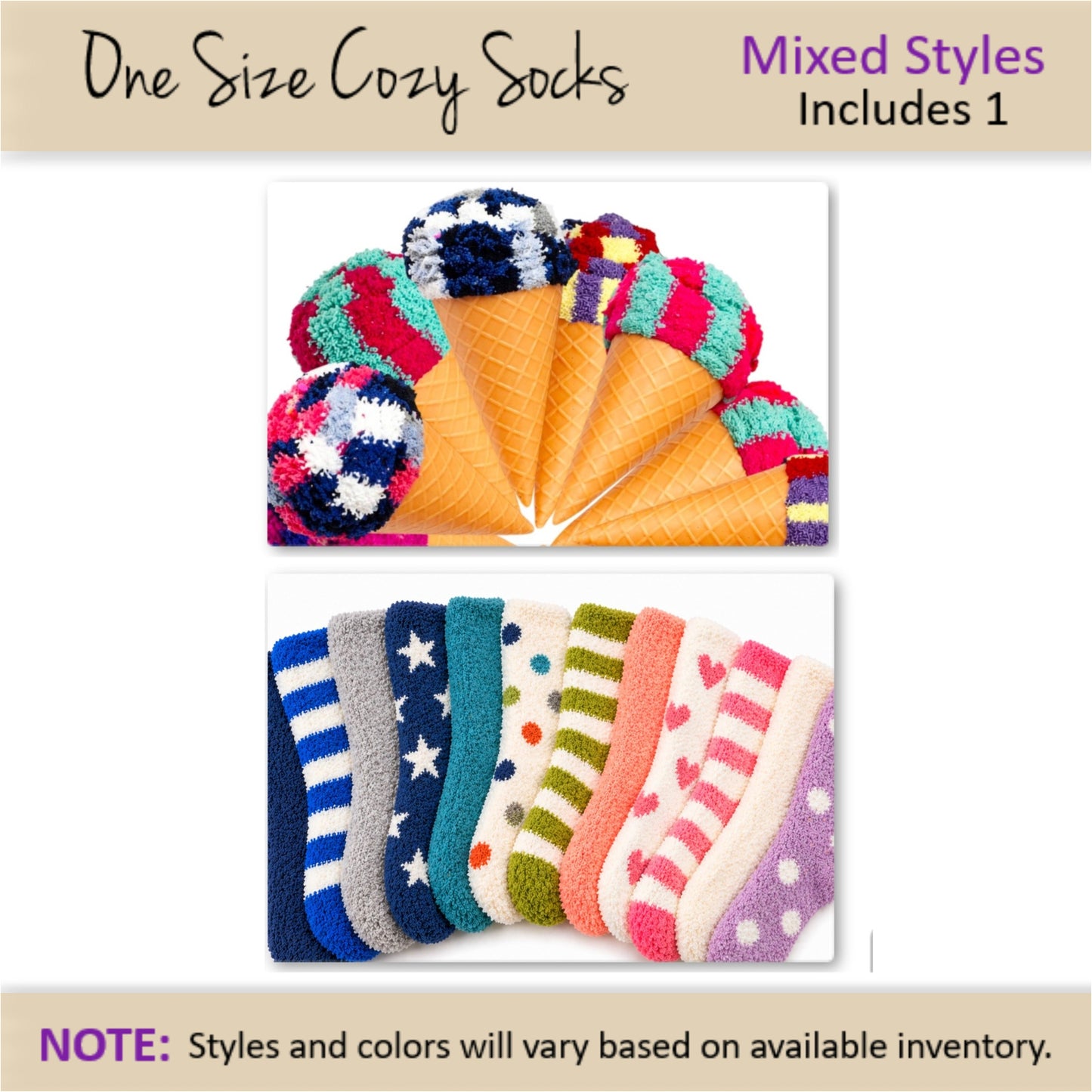 Ice Cream Party Favors — Waffle Cone Fuzzy Sock Gift