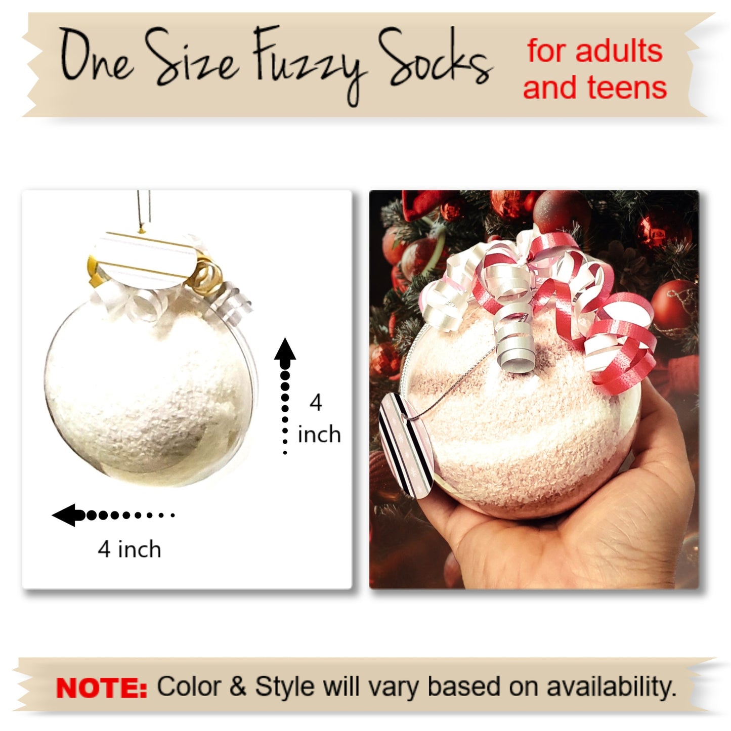 Neutral Cozy Socks Christmas Ornament