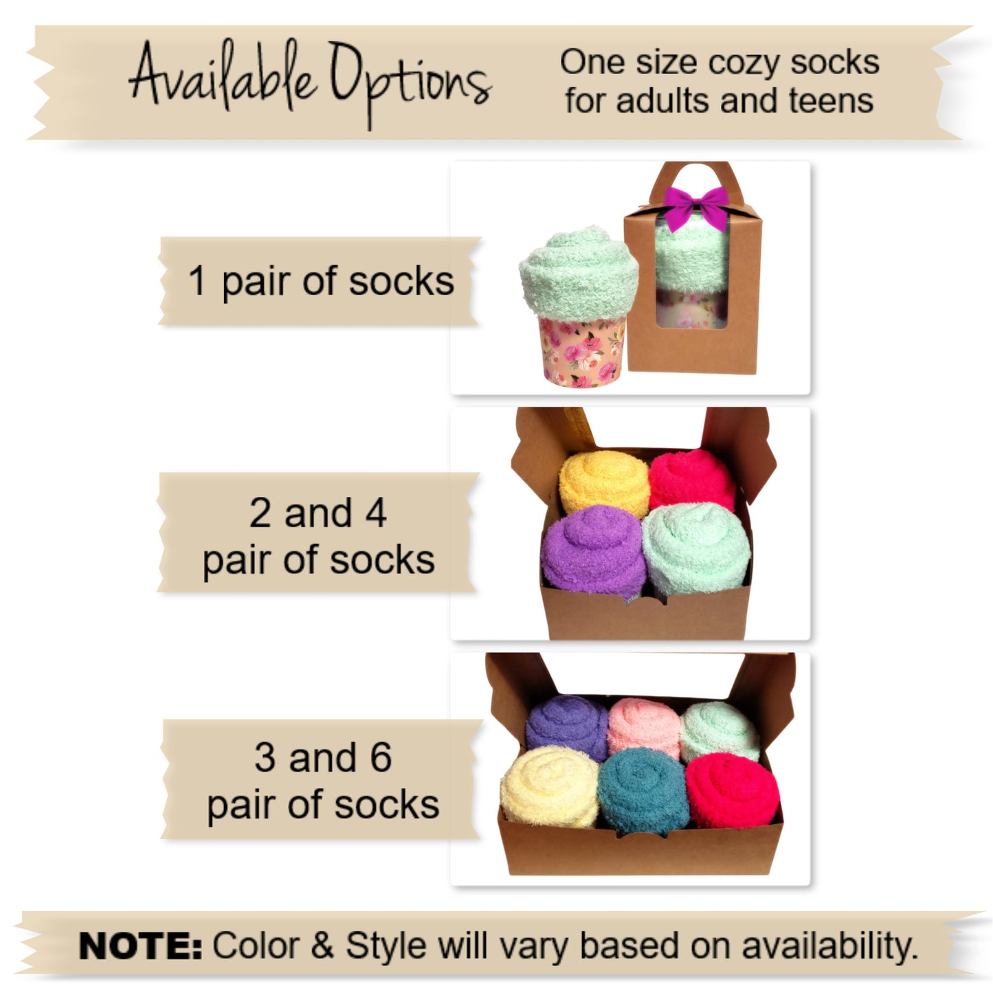 Cozy Cupcake Socks Gift Box for Her