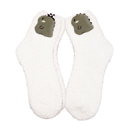 Green Dinosaur Cozy Socks for adults and teens