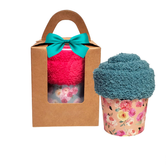 Botanical Print Cupcake Socks Gift Box