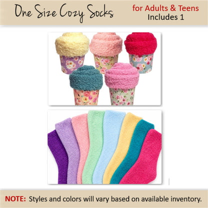 Garden Party Favor — Floral Cozy Socks Cupcake Gift