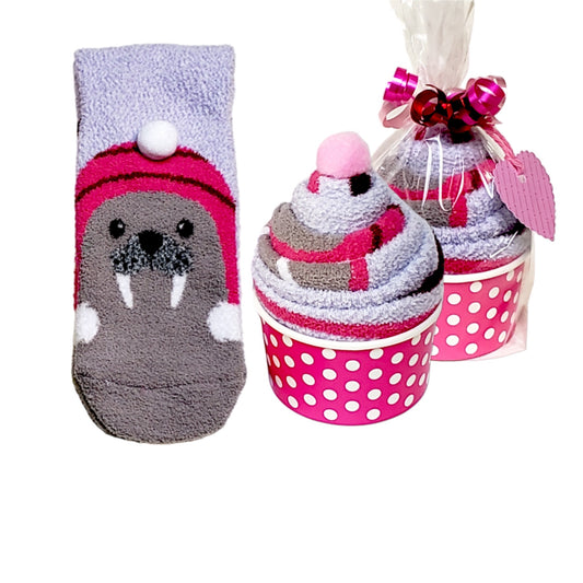  Walrus Cupcake Socks Gift Favor for Women and Teenage Girls.