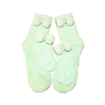 Green Bow Mommy and Me Matching Socks