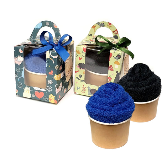 Fuzzy Socks Cupcake Gift Box for Men and Teen Boys