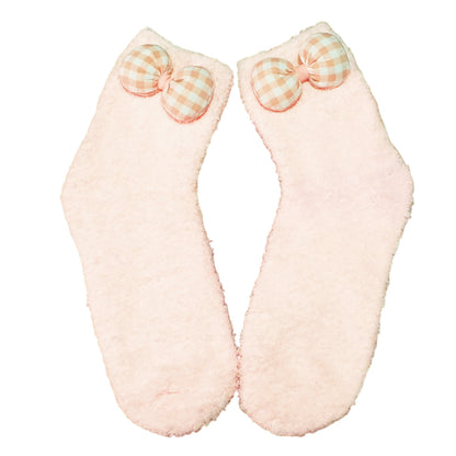 Plush Bow fuzzy socks for adults and teens