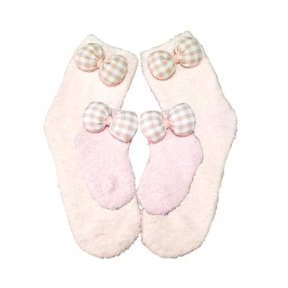 Peach Pink Bow Mommy and Me Matching Socks