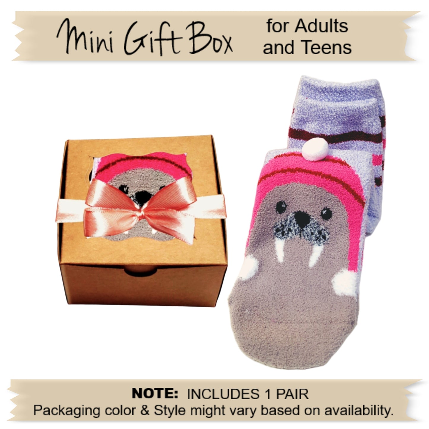 Walrus Novelty Socks Gift Box for Women and Teen Girls