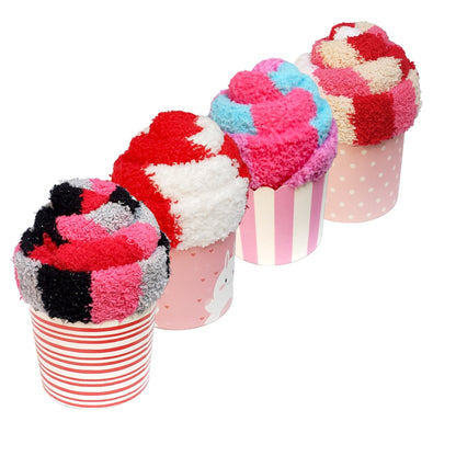 Valentine Fuzzy Cupcake Socks for Adults and Teens