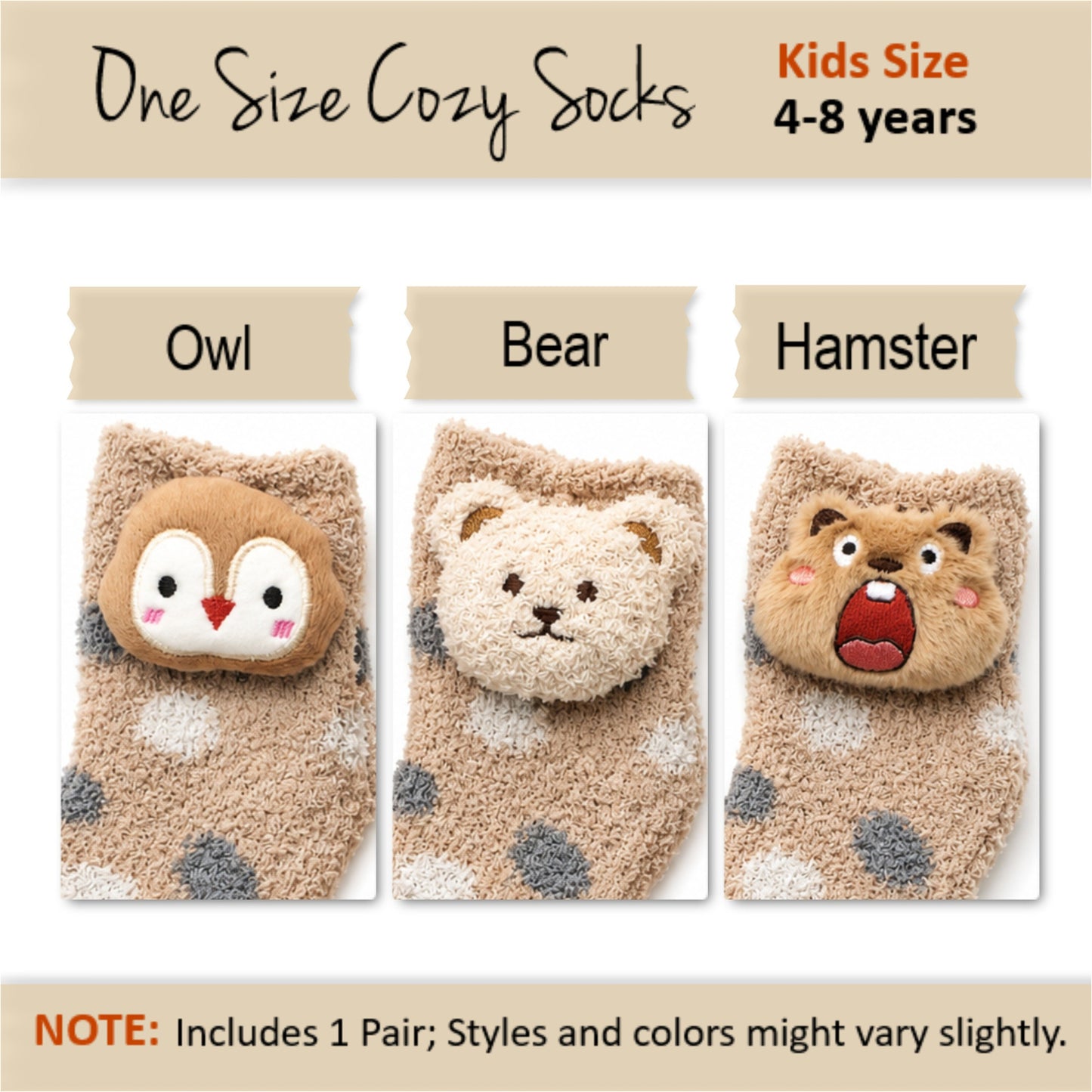 Kids Cozy Animal Socks 4–8 years
