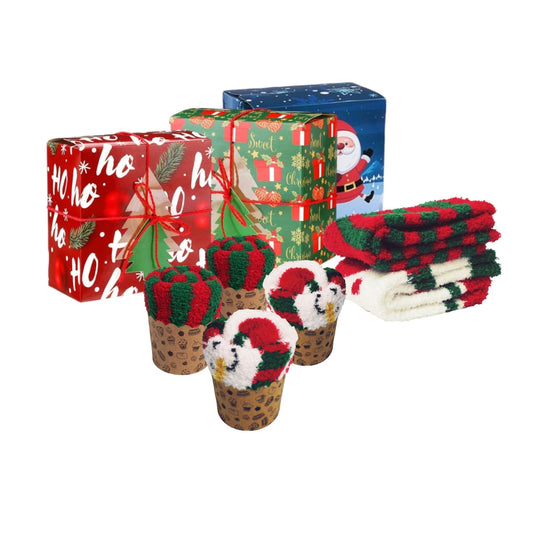 Christmas Gift Box, 2 Pairs Cozy Socks for Adult Men & Women