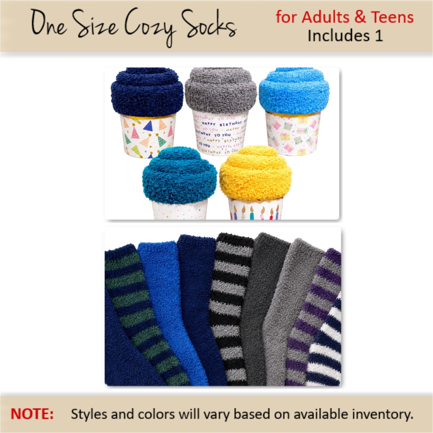 Men's Birthday Party Favors — Cozy socks Cupcakes