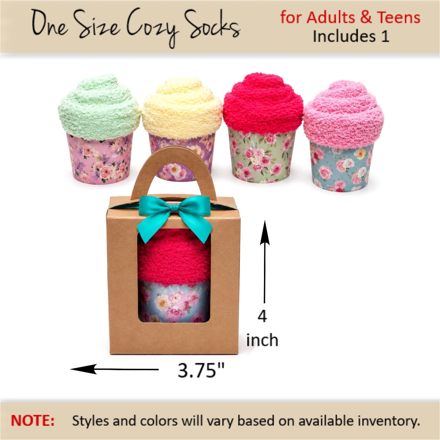 Floral Cupcake Socks Gift Box