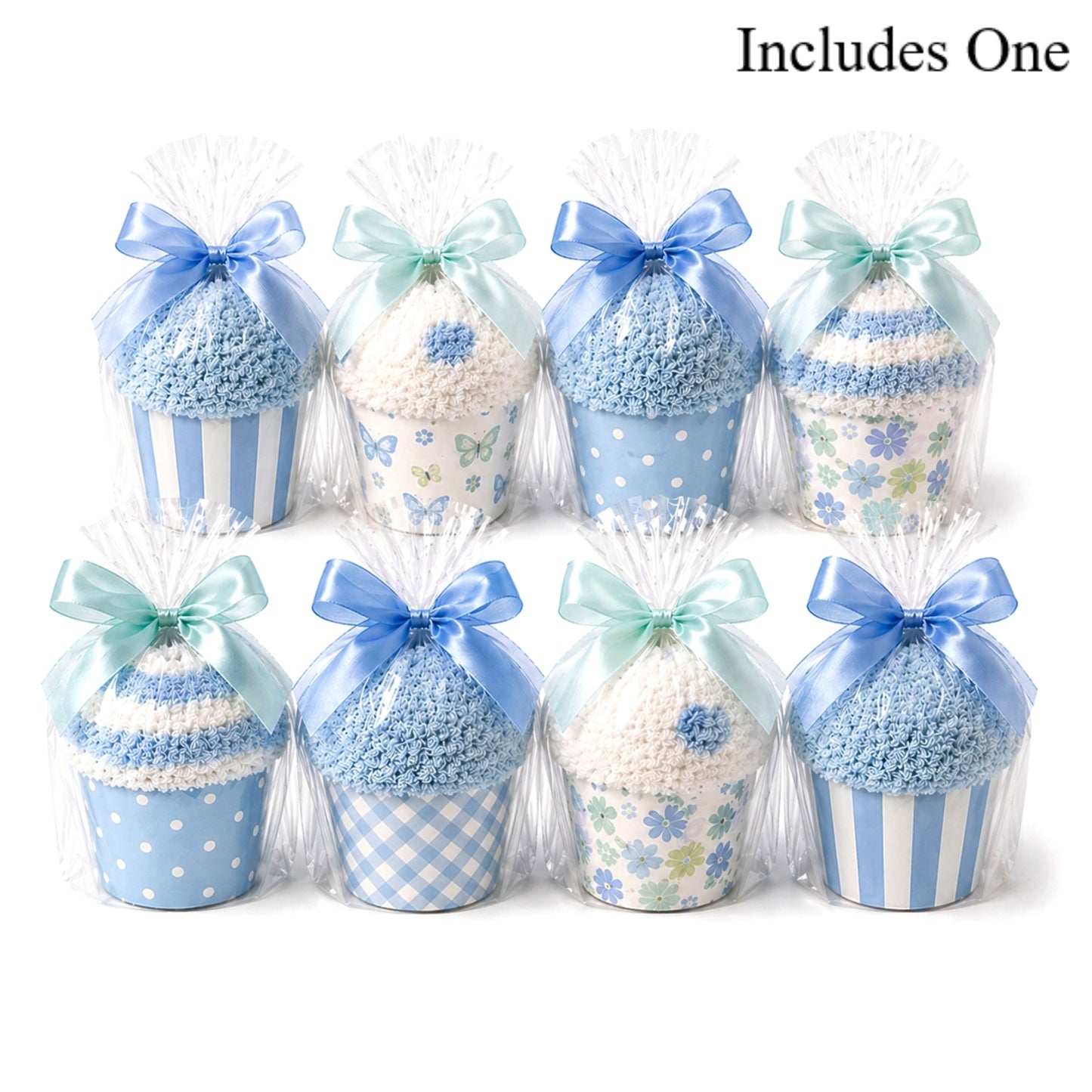 Baby Boy Shower Favors — Blue Cozy Sock Cupcake